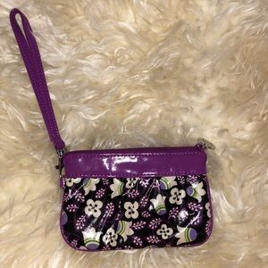 Vera Bradley purple frill patent wristlet